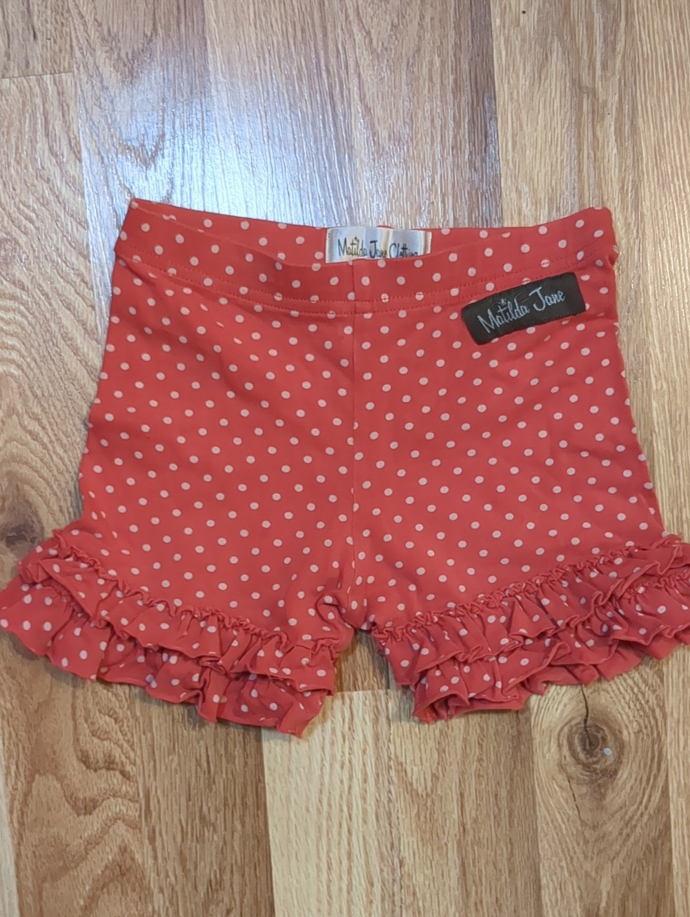 Matilda Jane Coral with Cream Polka Dot Ruffle Shorts